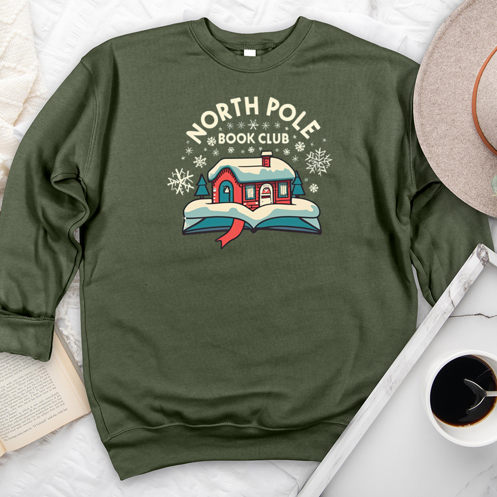 cozy north pole book club premium crewneck sweatshirt