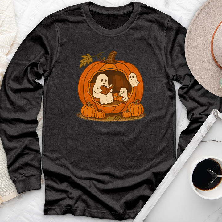 pumpkin reading nook long sleeve unisex tee