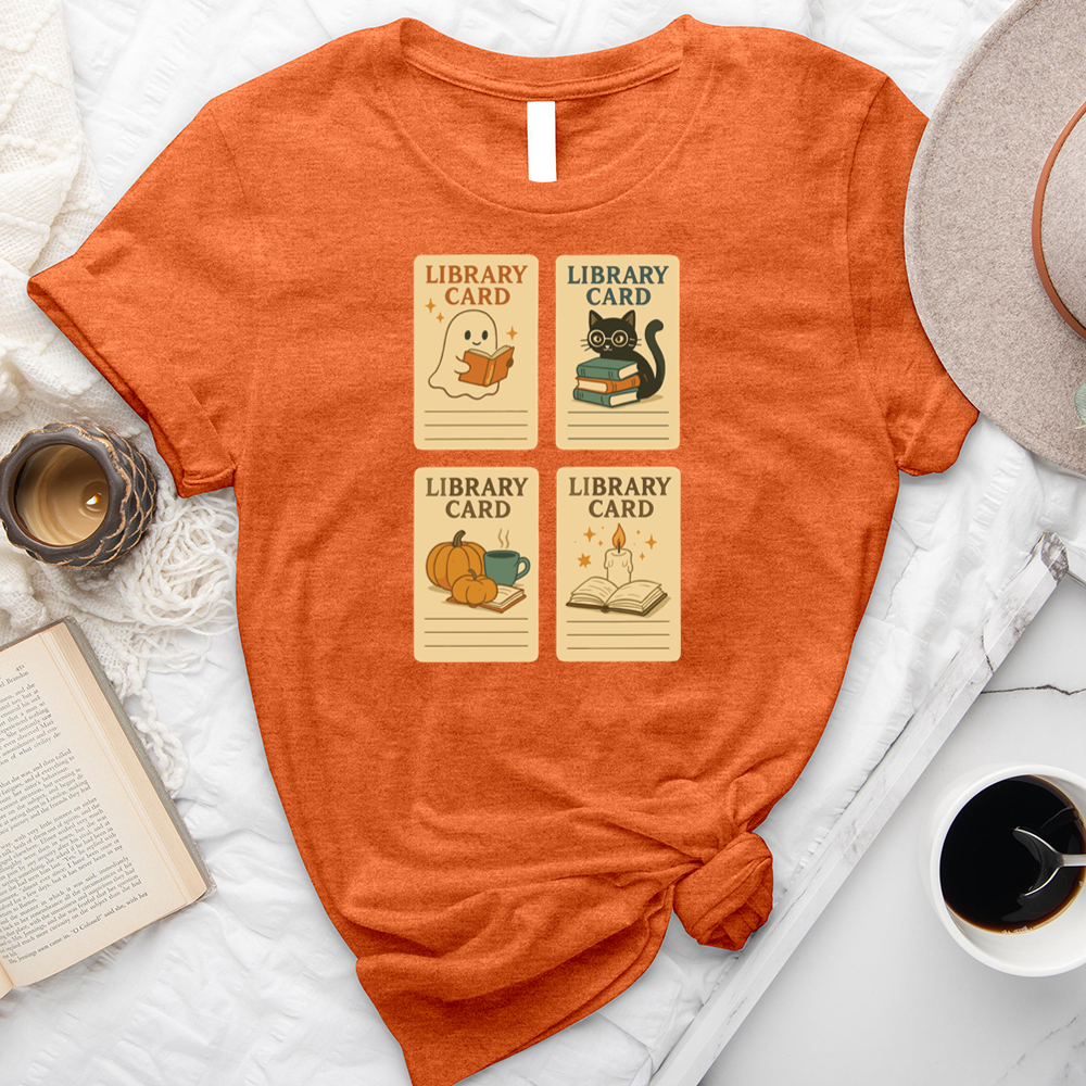 autumn library cards unisex tee