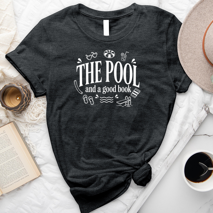 the pool and a good book unisex tee