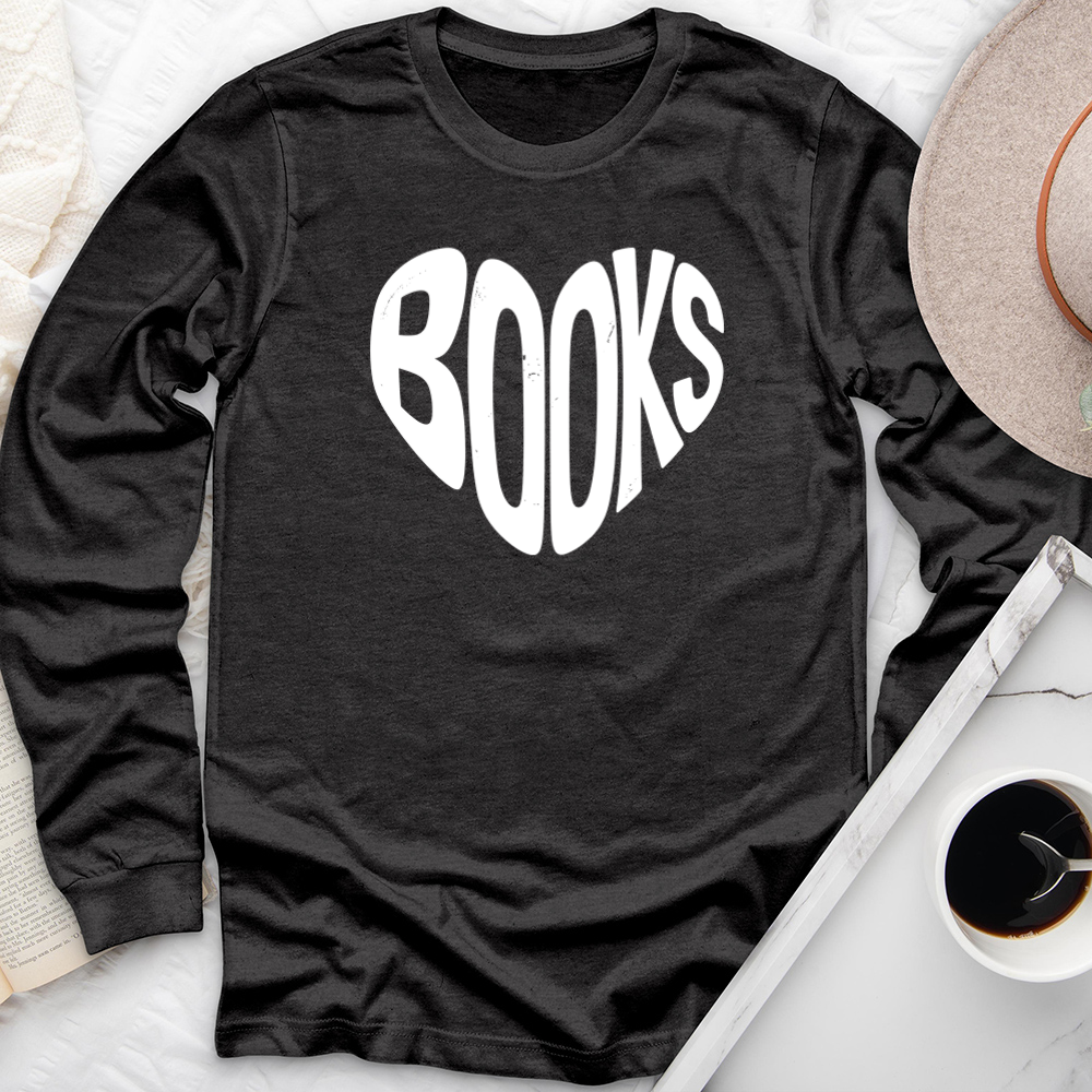 books heart shape long sleeve unisex tee