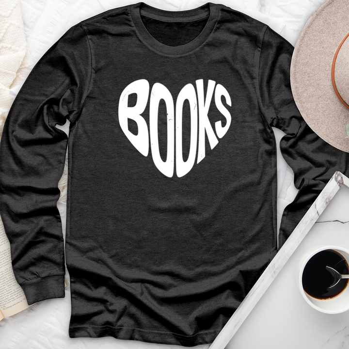 books heart shape long sleeve unisex tee