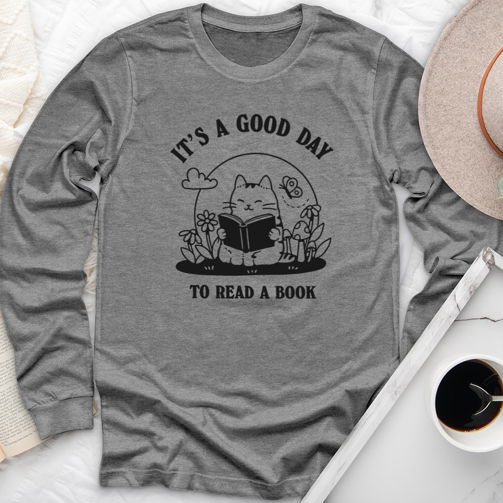 good day to read cat long sleeve unisex tee