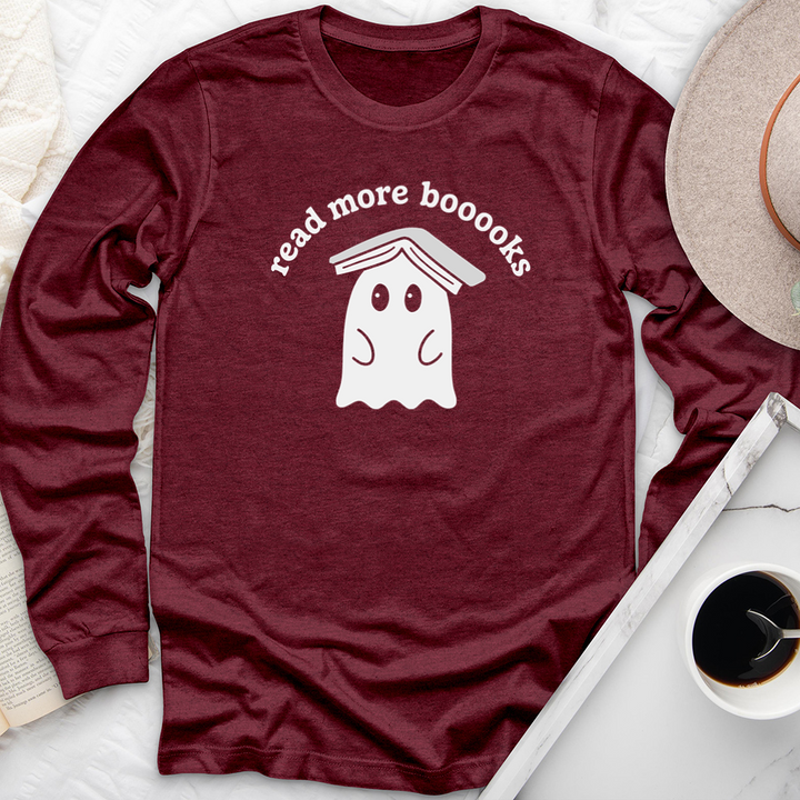 read more booooks ghost book hat long sleeve unisex tee