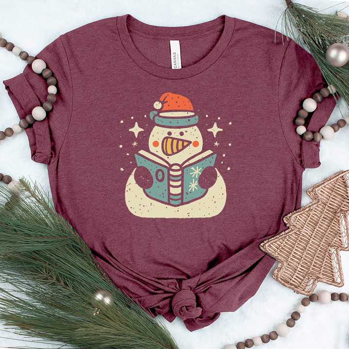 reading snowman unisex tee