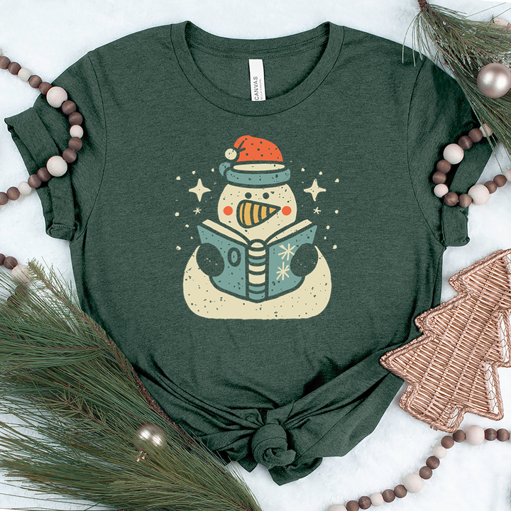 reading snowman unisex tee