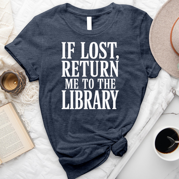 return to the library text unisex tee