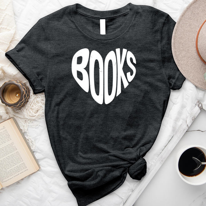 books heart shape unisex tee