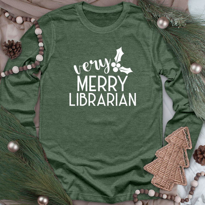 very merry librarian long sleeve unisex tee