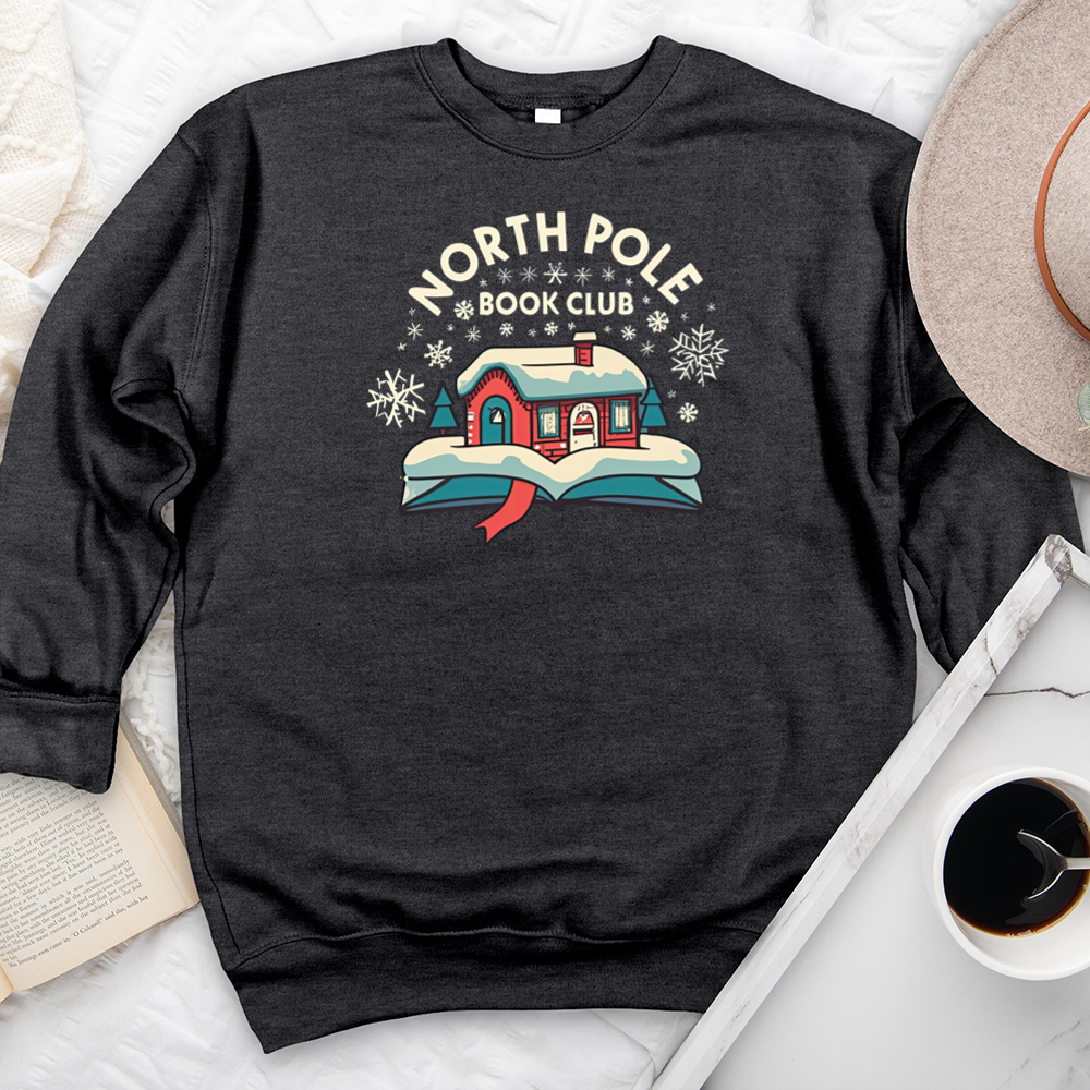 cozy north pole book club premium crewneck sweatshirt