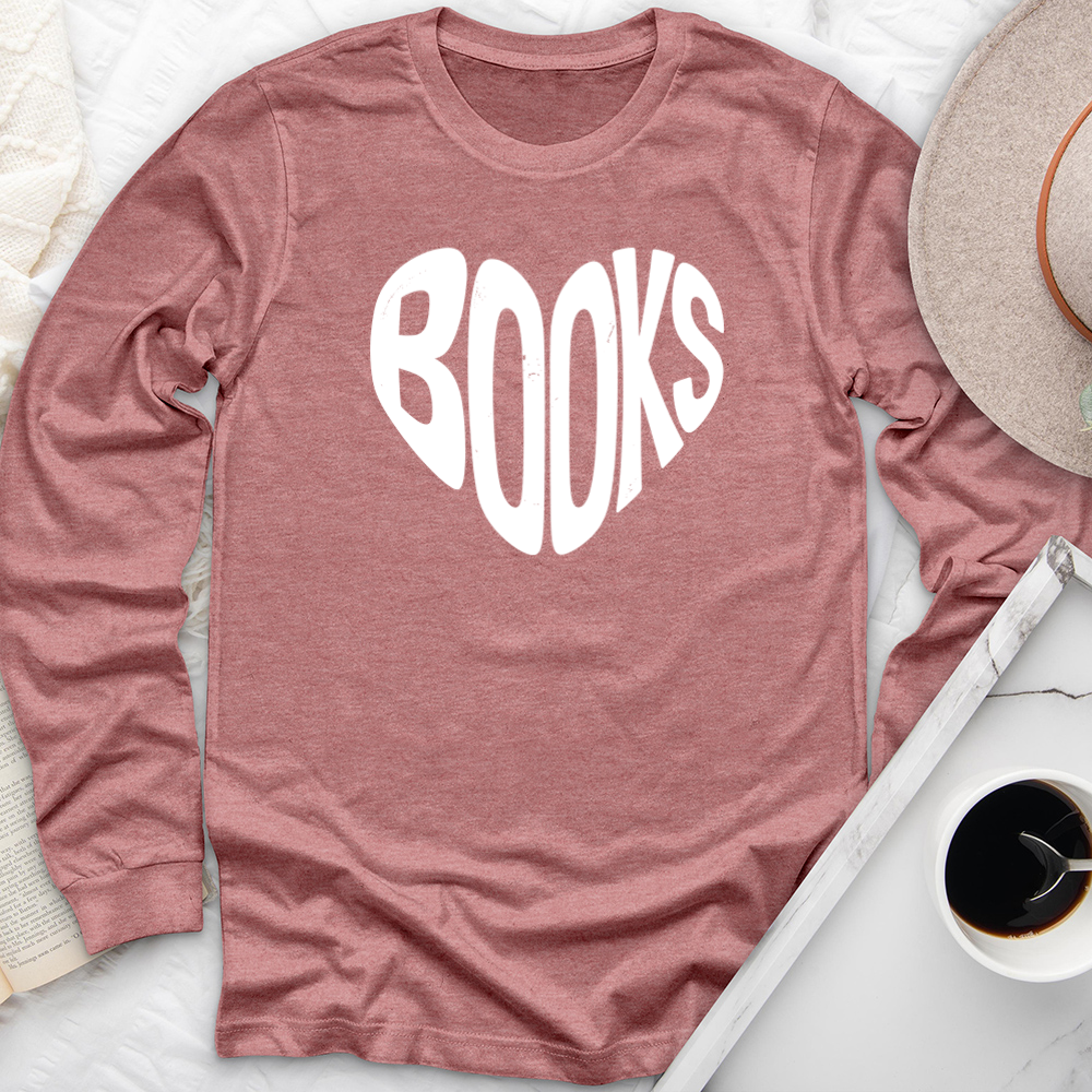 books heart shape long sleeve unisex tee