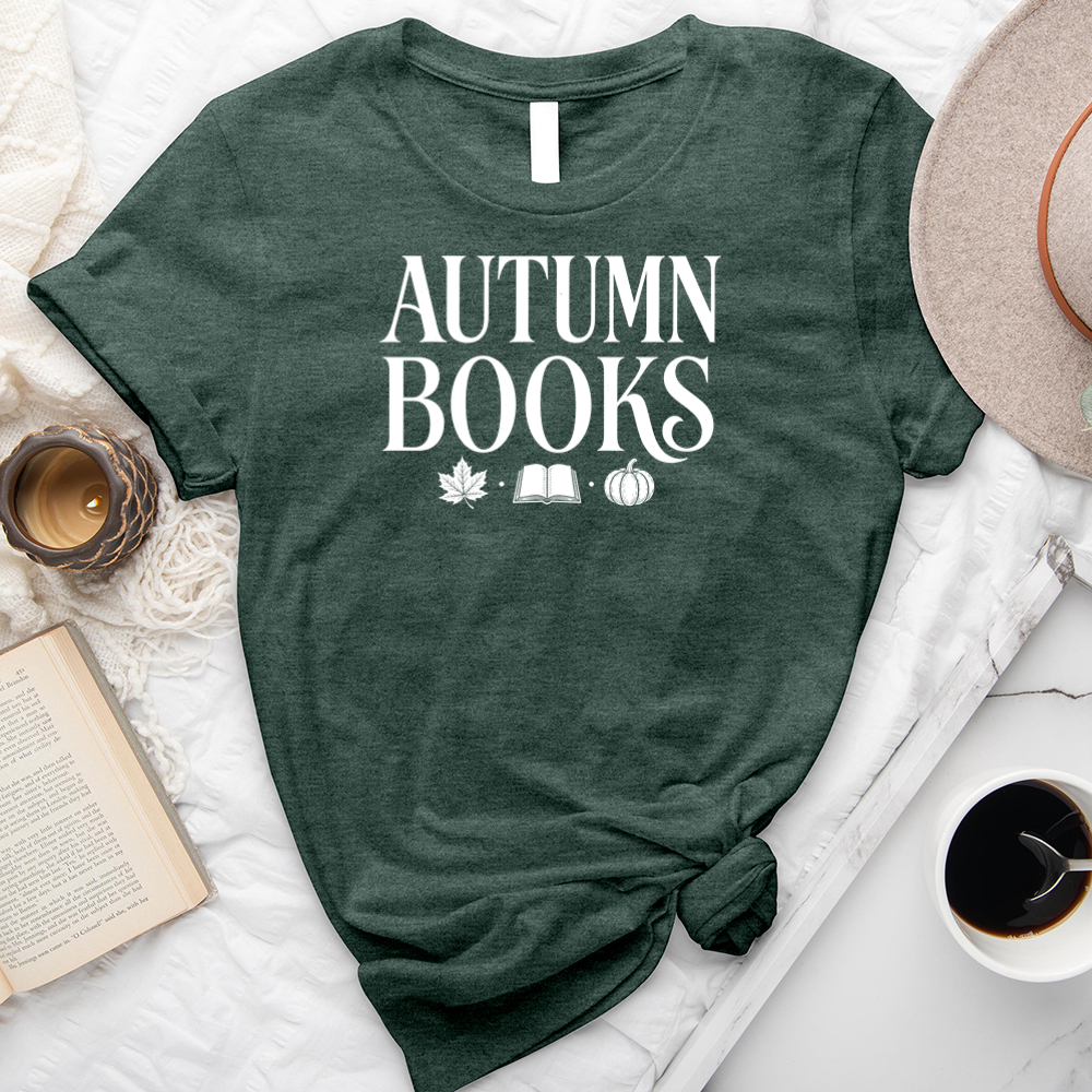 autumn books icons unisex tee