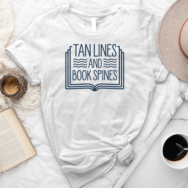 tan lines and book spines unisex tee