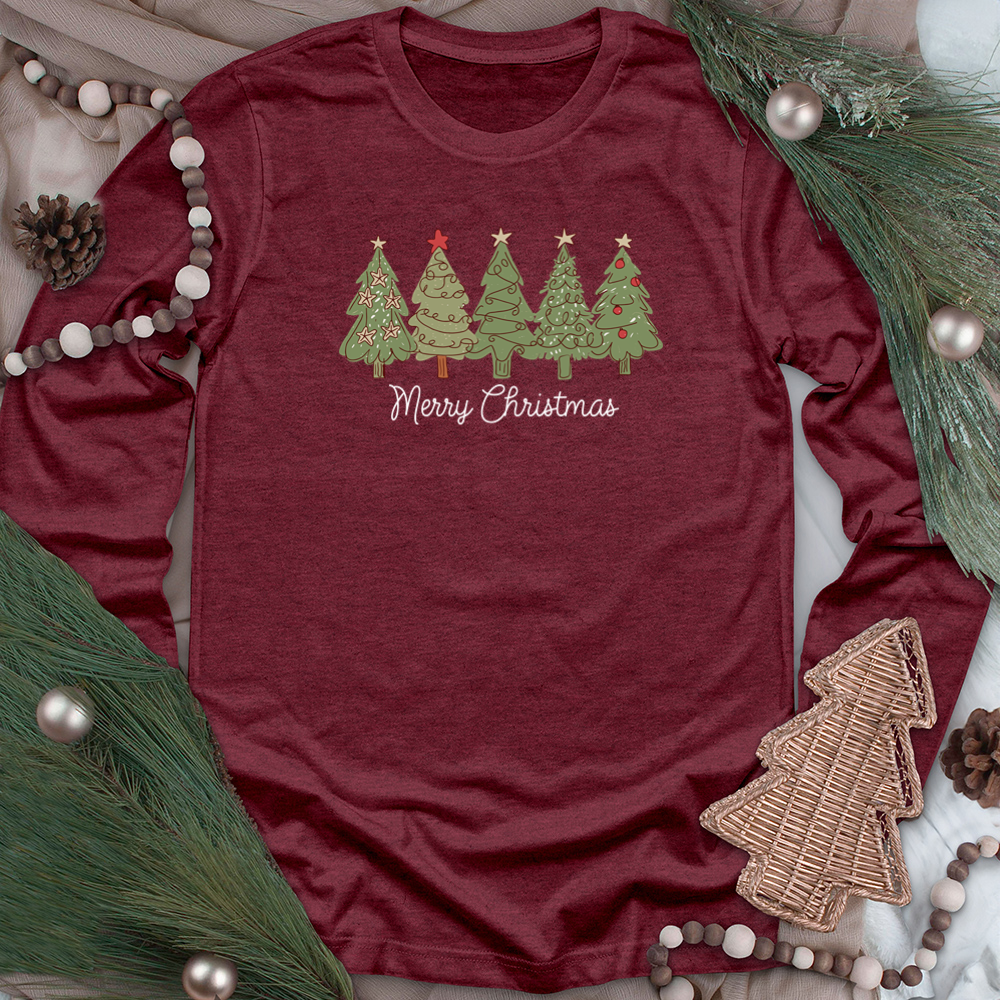 merry christmas trees long sleeve unisex tee