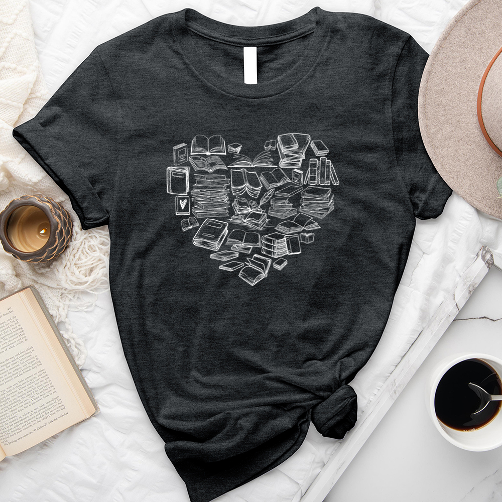 book heart unisex tee