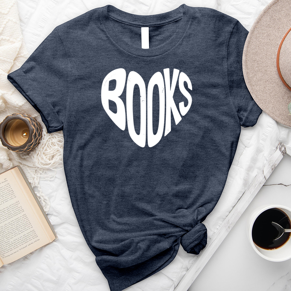 books heart shape unisex tee