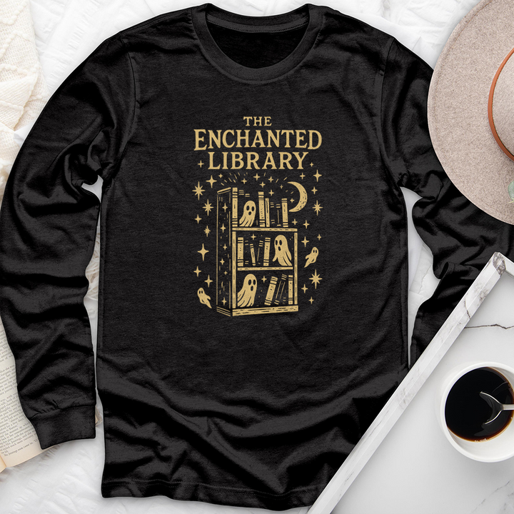 the enchanted library long sleeve unisex tee