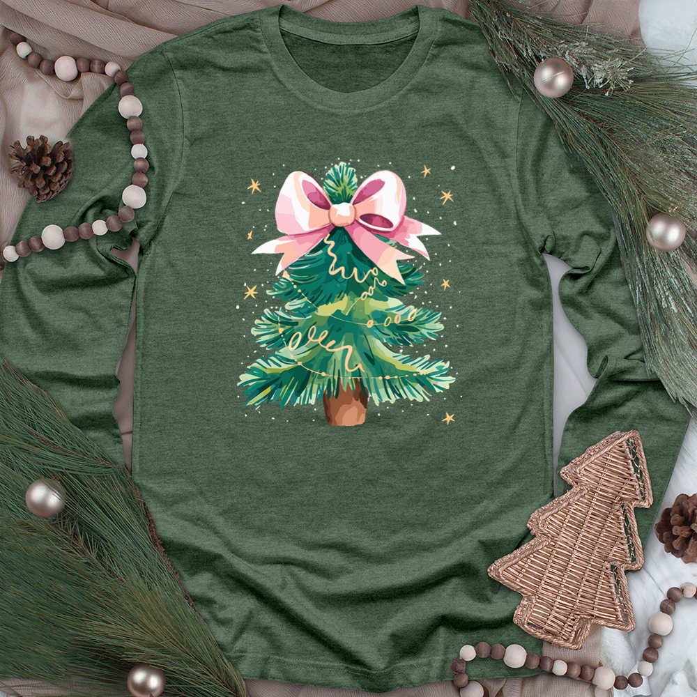 christmas tree bow long sleeve unisex tee