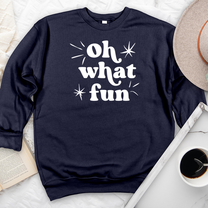 white oh what fun premium crewneck sweatshirt