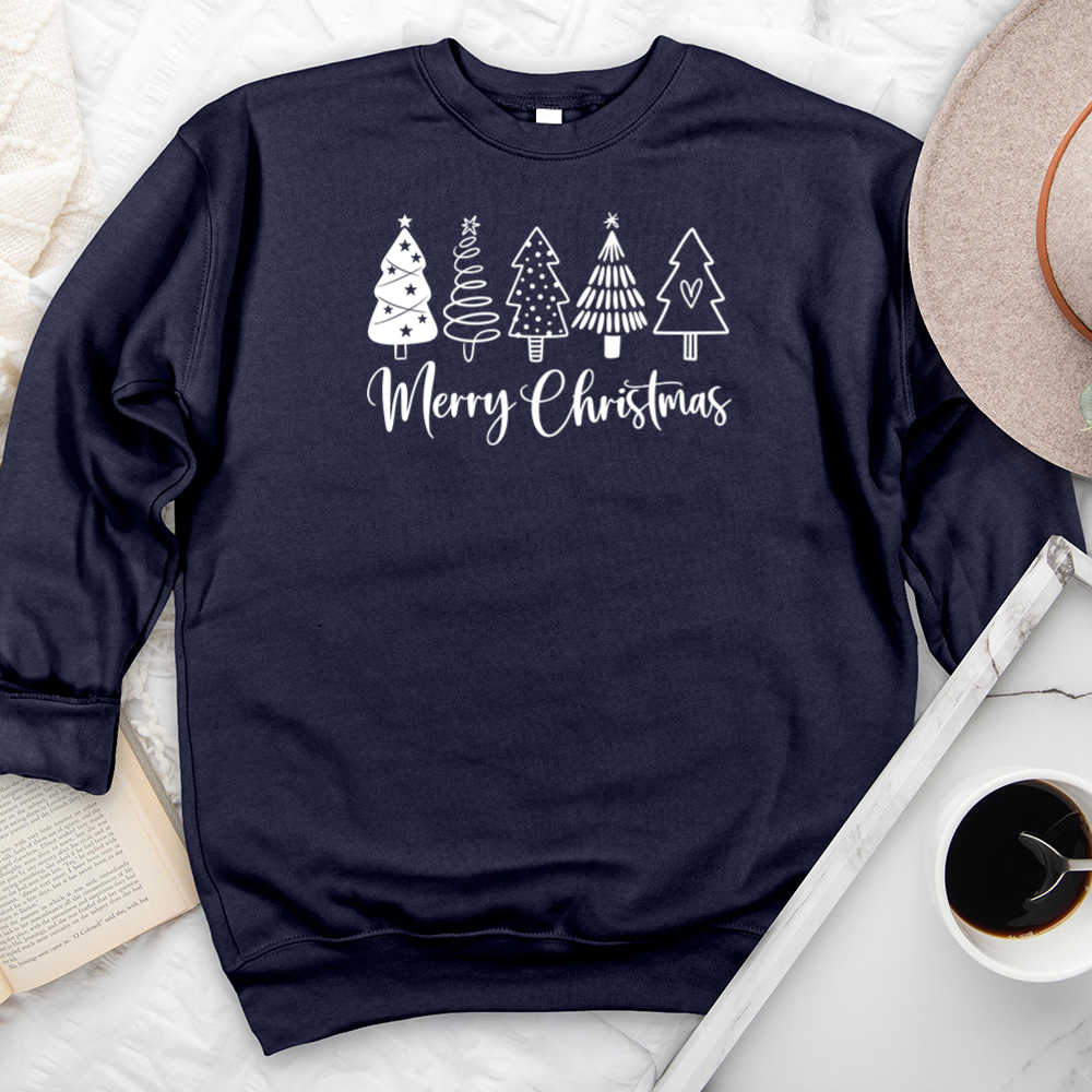 merry christmas white trees premium crewneck sweatshirt