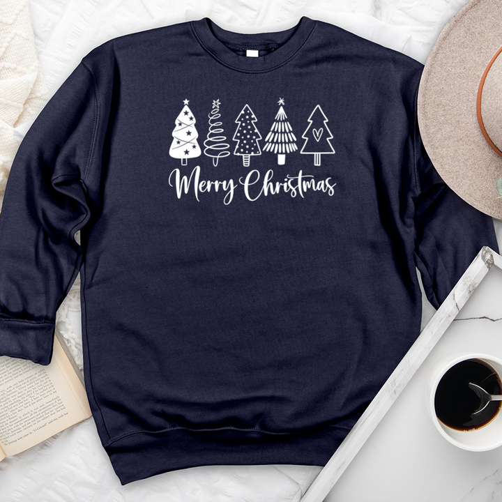 merry christmas white trees premium crewneck sweatshirt