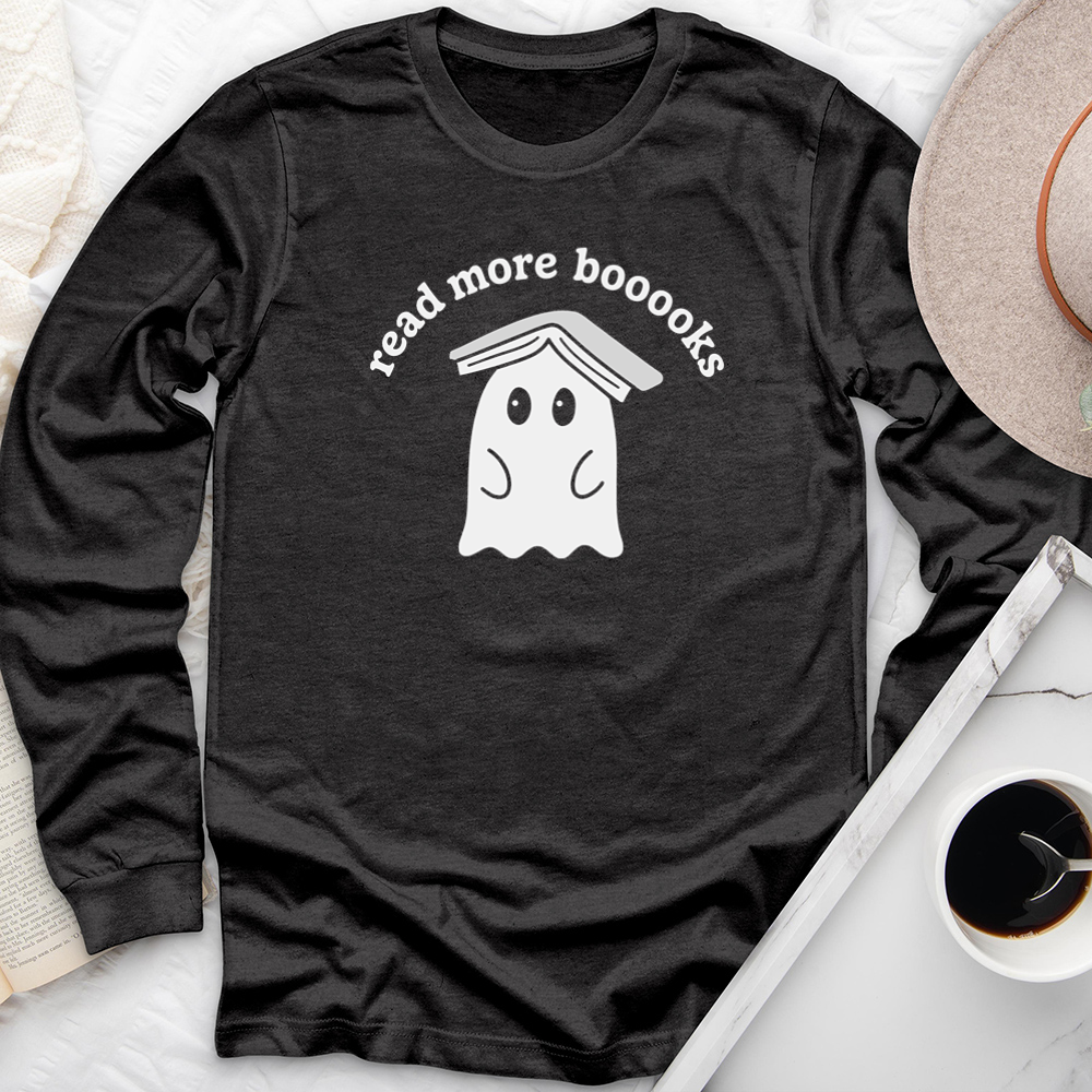 read more booooks ghost book hat long sleeve unisex tee