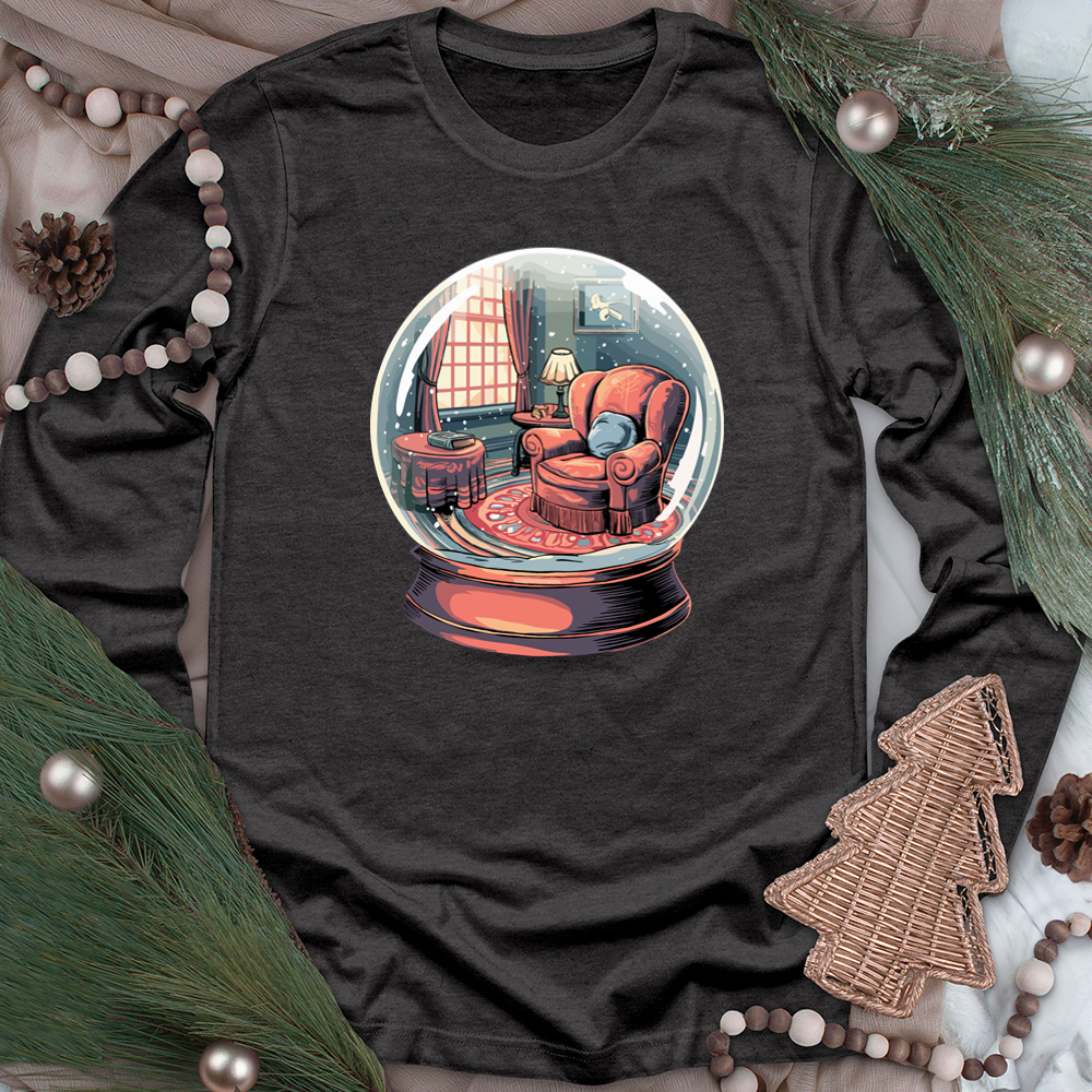 reading nook snowglobe long sleeve unisex tee