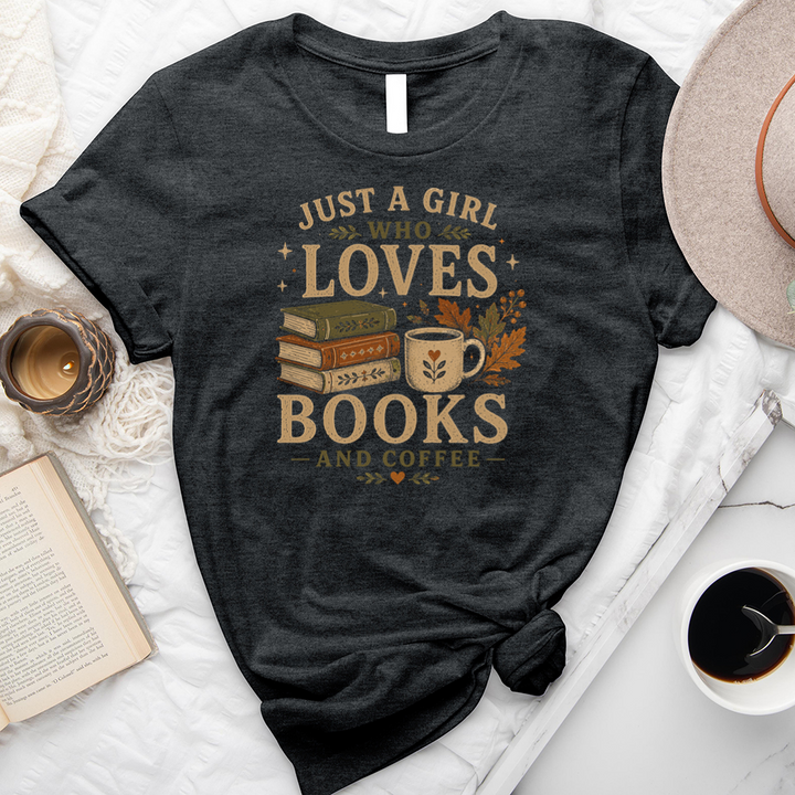 a girl who loves books and coffee unisex tee