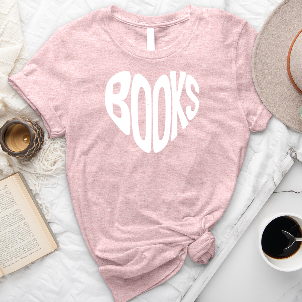 books heart shape unisex tee