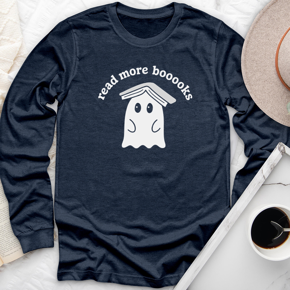read more booooks ghost book hat long sleeve unisex tee