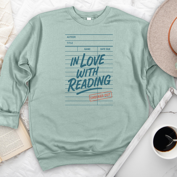 in love with reading card premium crewneck sweatshirt