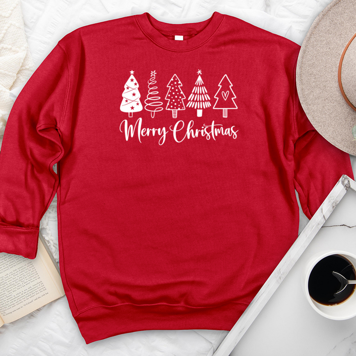 merry christmas white trees premium crewneck sweatshirt