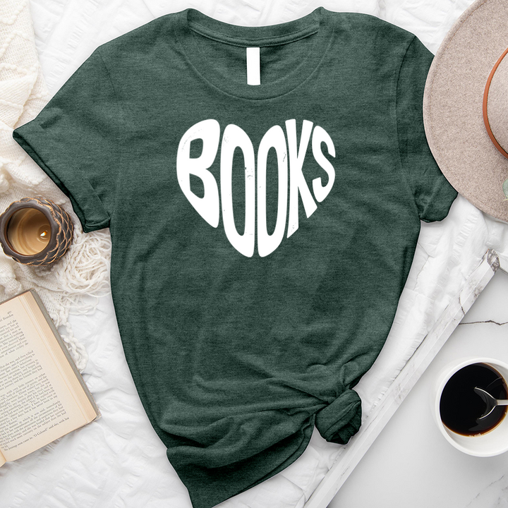 books heart shape unisex tee