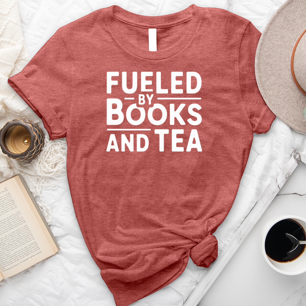fueled by books and tea unisex tee