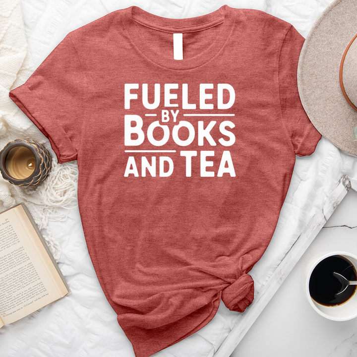 fueled by books and tea unisex tee