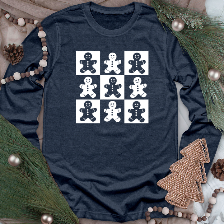 gingerbread grid long sleeve unisex tee