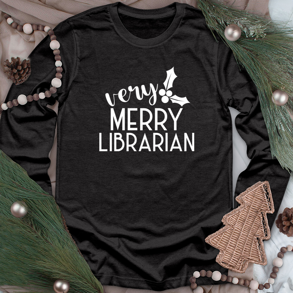 very merry librarian long sleeve unisex tee