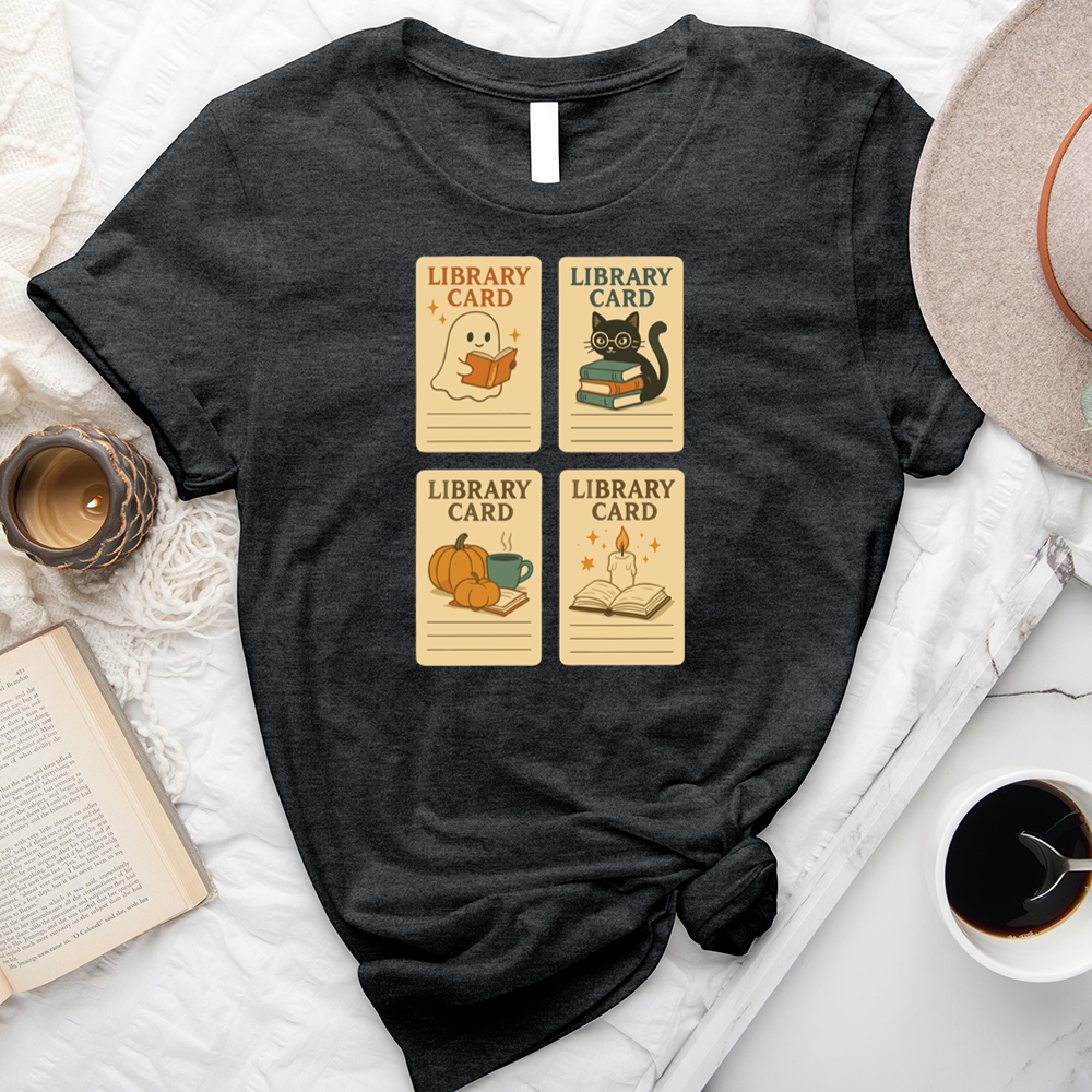 autumn library cards unisex tee