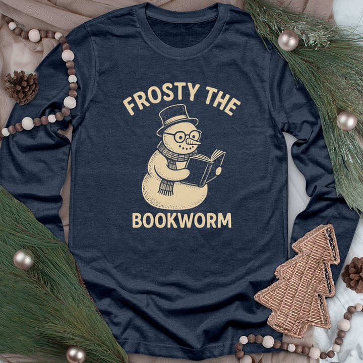 frosty the bookworm long sleeve unisex tee