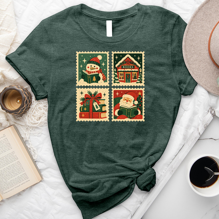 holiday reading stamps unisex tee