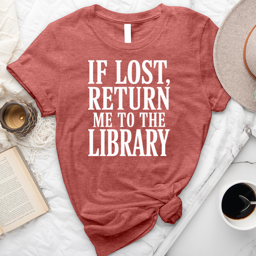 return to the library text unisex tee