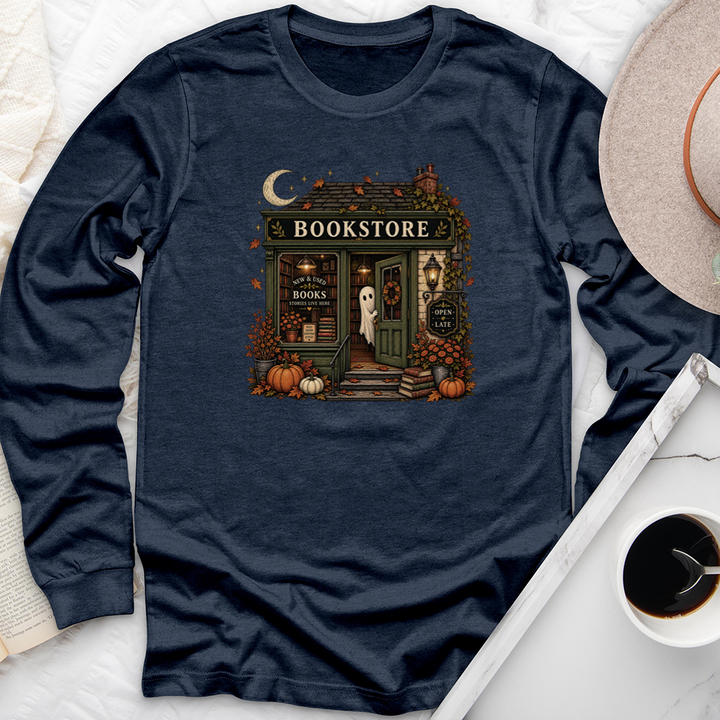 ghost bookstore long sleeve unisex tee