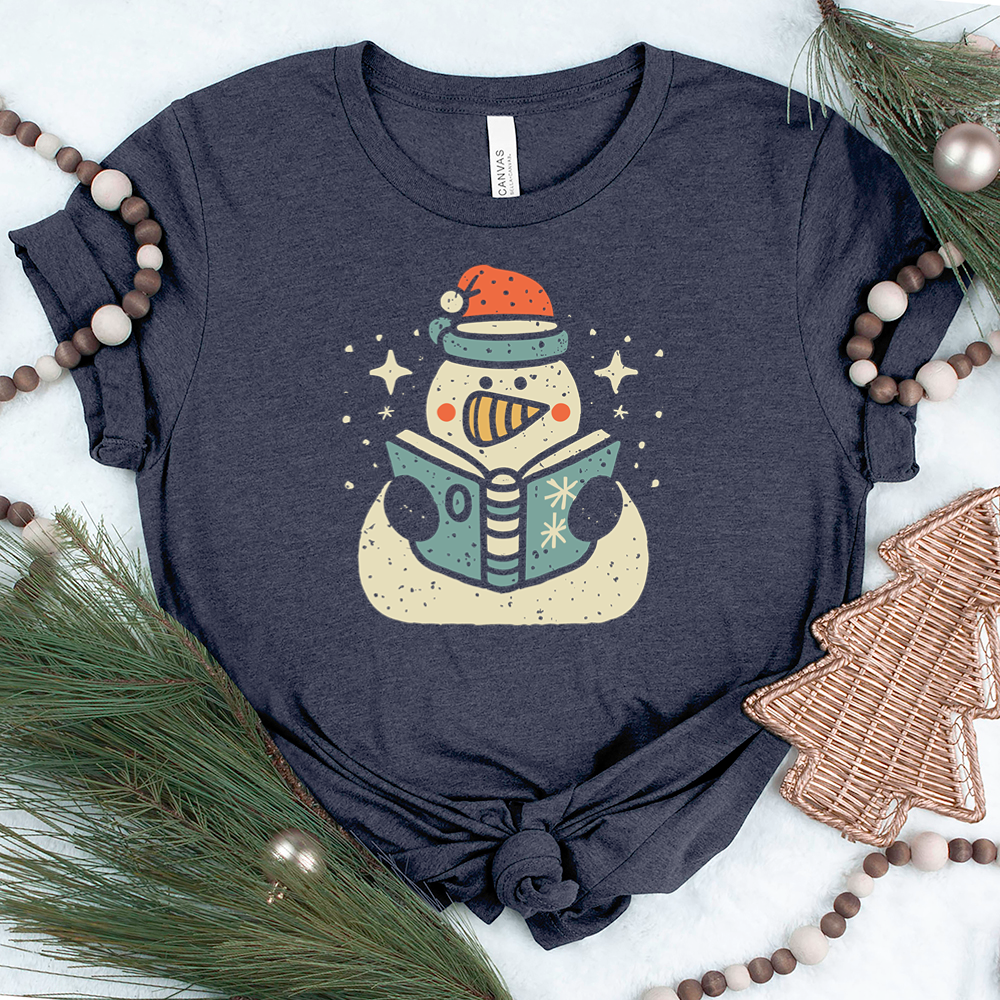 reading snowman unisex tee