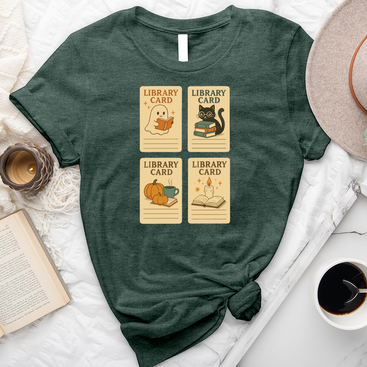 autumn library cards unisex tee
