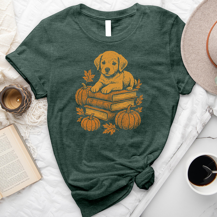 autumn puppy books unisex tee