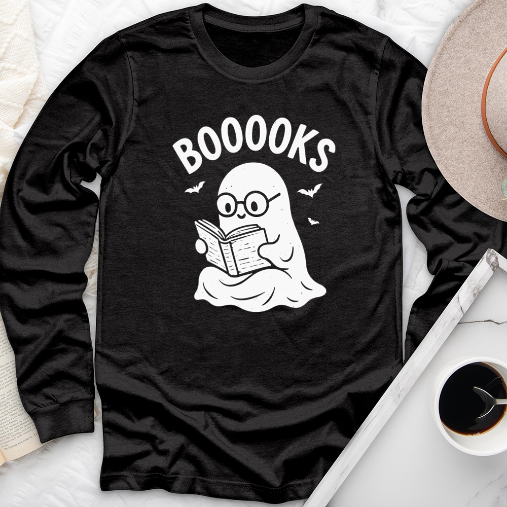 cute ghost reading booooks long sleeve unisex tee