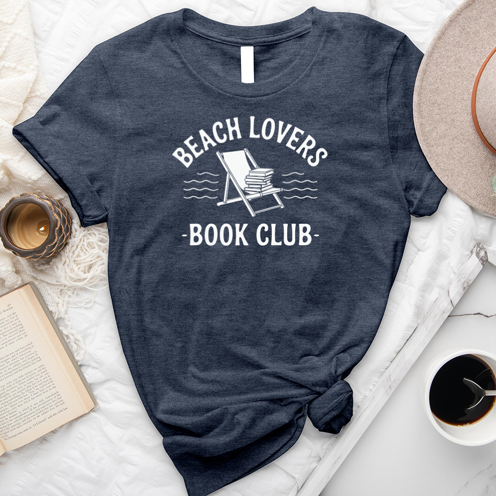 beach lovers book club white unisex tee
