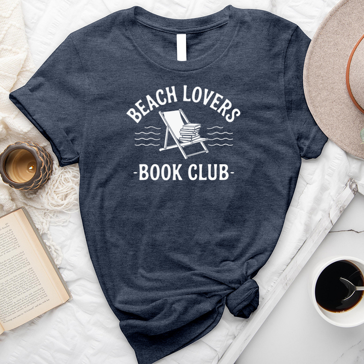 beach lovers book club white unisex tee