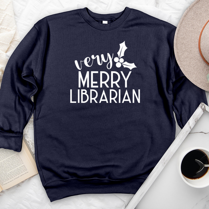 very merry librarian premium crewneck sweatshirt