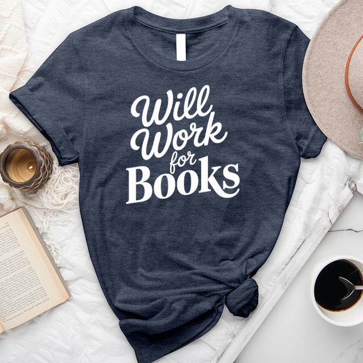 will work for books unisex tee